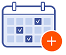 Calendar icon with three dates checked.