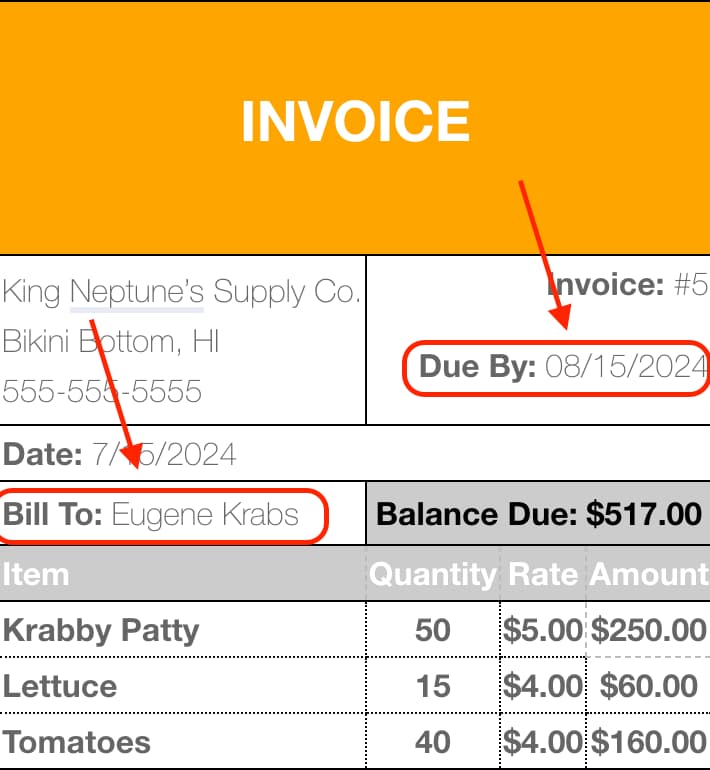 example of creating an invoice example of creating an invoice